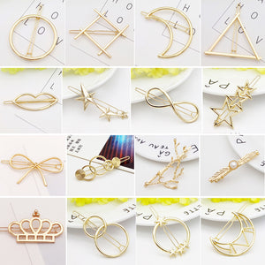 Geometric Lip Stars Knot Barrettes Hair Clips