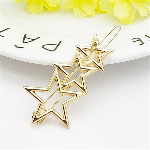 Geometric Lip Stars Knot Barrettes Hair Clips